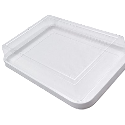 Plastičen pladenj s pokrovom za pecivo